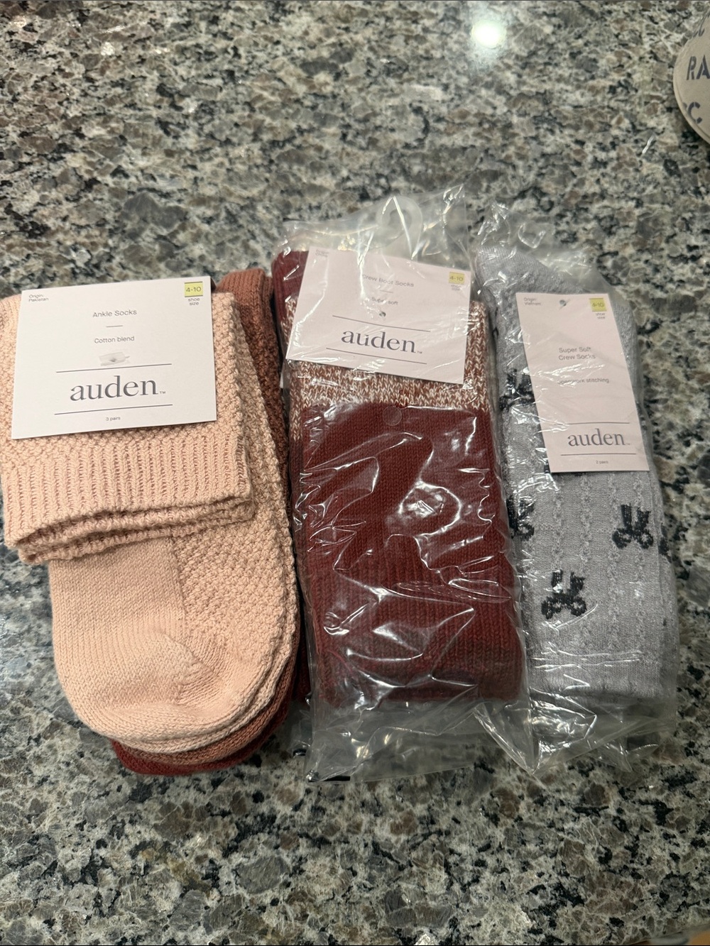 Auden Mixed Casual Socks Pack - Pink, Burgundy, Light Gray